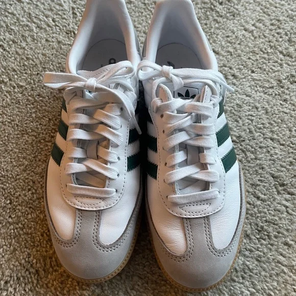 Adidas Samba White and Green Sneakers - Like New!! - Picture 2 of 5